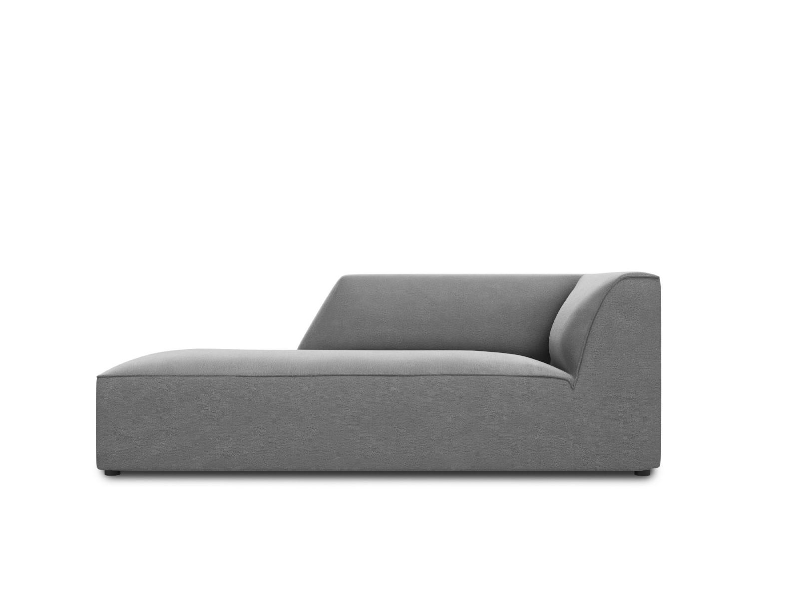 CHAISELONGUE links Ruby aus Samt grau - Grau, Textil (93/69/180cm) - Micadoni