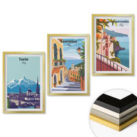 WANDBILDER 3er Set - 40x60 cm Goldrahmen - Farbenfrohe Retro-Stadtansichten - Goldfarben, Kunststoff (40/60cm) - ArtPrintCave