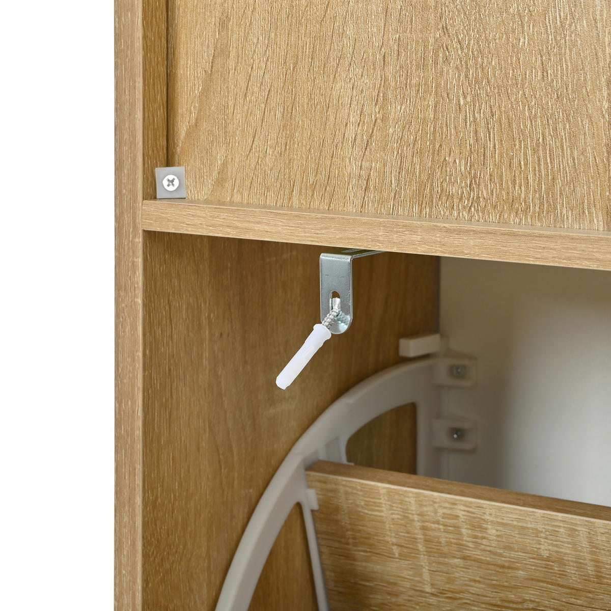 SCHUHSCHRANK aus Spanplatte 90x24x104,5cm in Natur mit 4 Klappen - Naturfarben, Holzwerkstoff (90/104.5/24cm) - Modfu