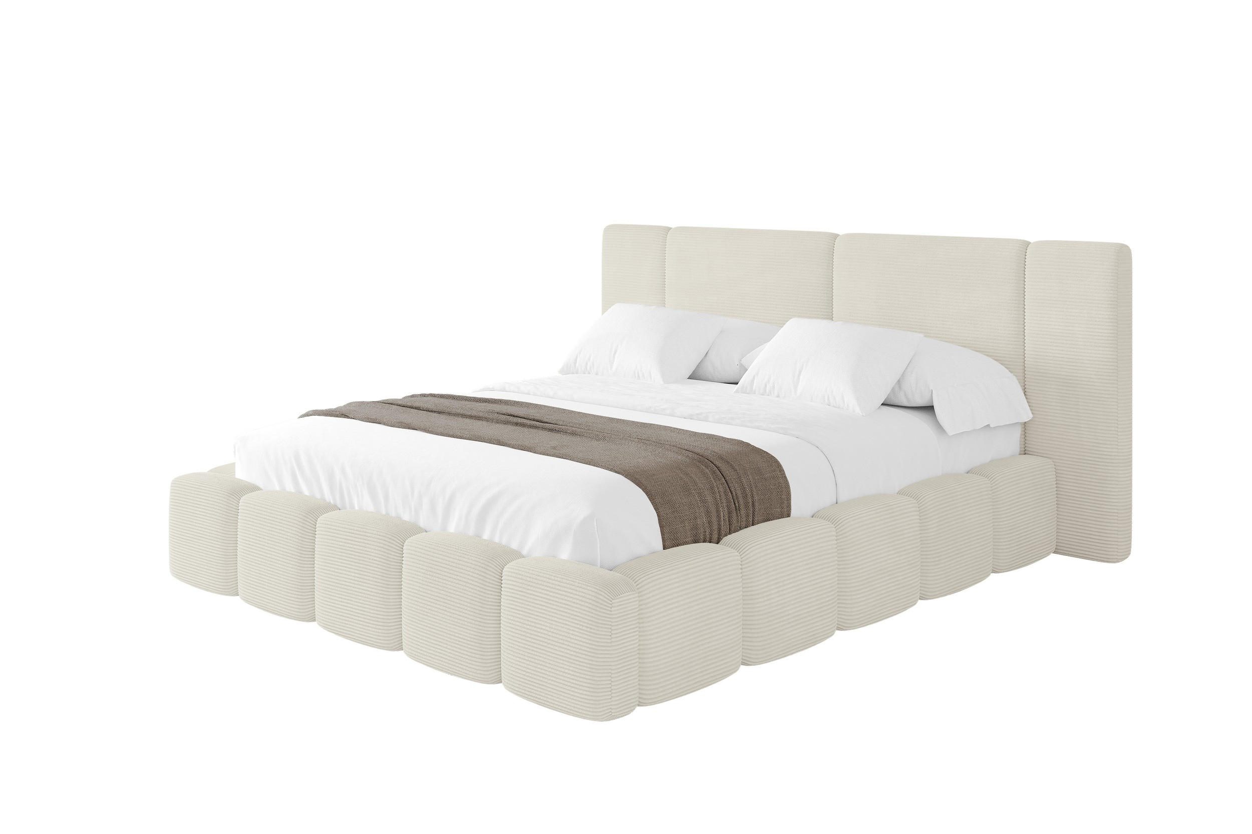 POLSTERBETT mit Bettkasten und Lattenrost, Bett mit Matratze H3/H4 - NILO 180x200 Creme - Cappuccino, Holzwerkstoff/Textil (180/200cm) - ALTDECOR