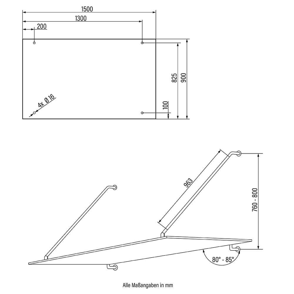 GLASVORDACH RENMA - Größe: 150 - Transparent, Glas (150.2/1.2/90.1cm) - Home Deluxe