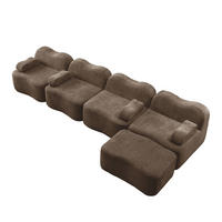ECKSOFA DE-34348 Wellenform mit Ottoman Braun - Braun, Textil (167/384cm) - ComfortXL
