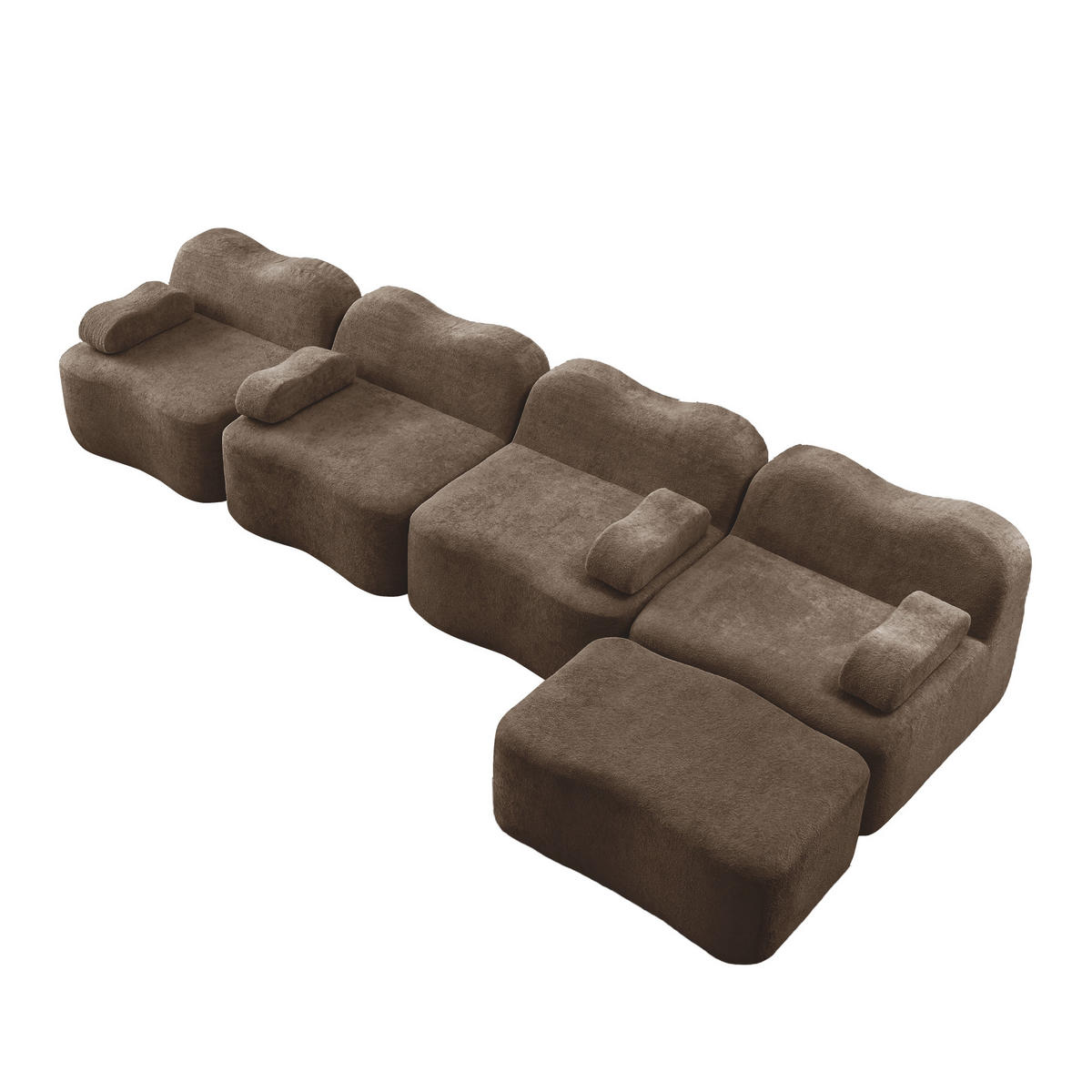 L-FÖRMIGES ECKSOFA Braun 384/167/70 cm 4-Sitzer mit Hocker & Boneless - Braun, Textil (384/167cm) - PANGIVO
