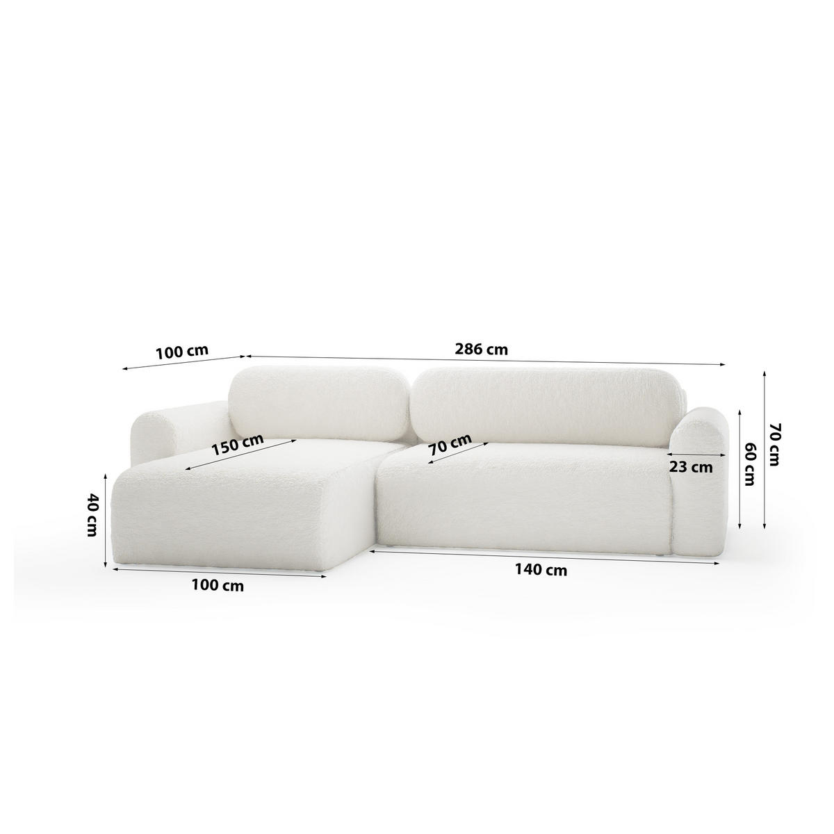 ECKSOFA mit Schlaffunktion Thekla, Creme - Creme, Textil (286/100cm) - Fedve