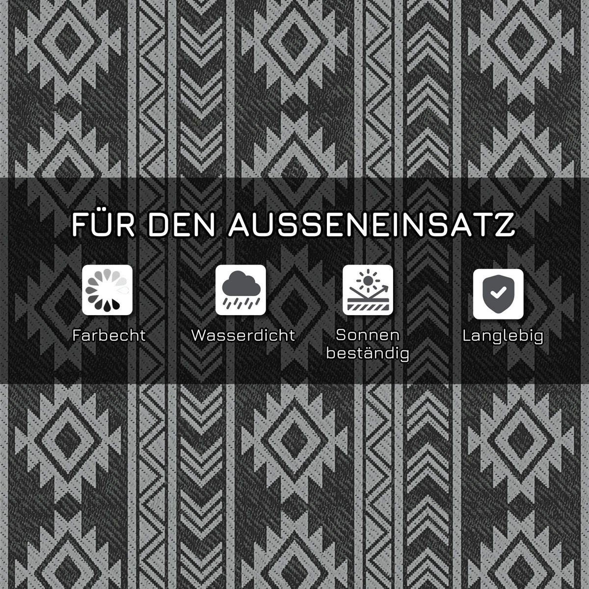 OUTDOORTEPPICH, 310g/m² PP, Schwarz+Grau - Schwarz/Grau, Kunststoff (274/182cm) - Outsunny