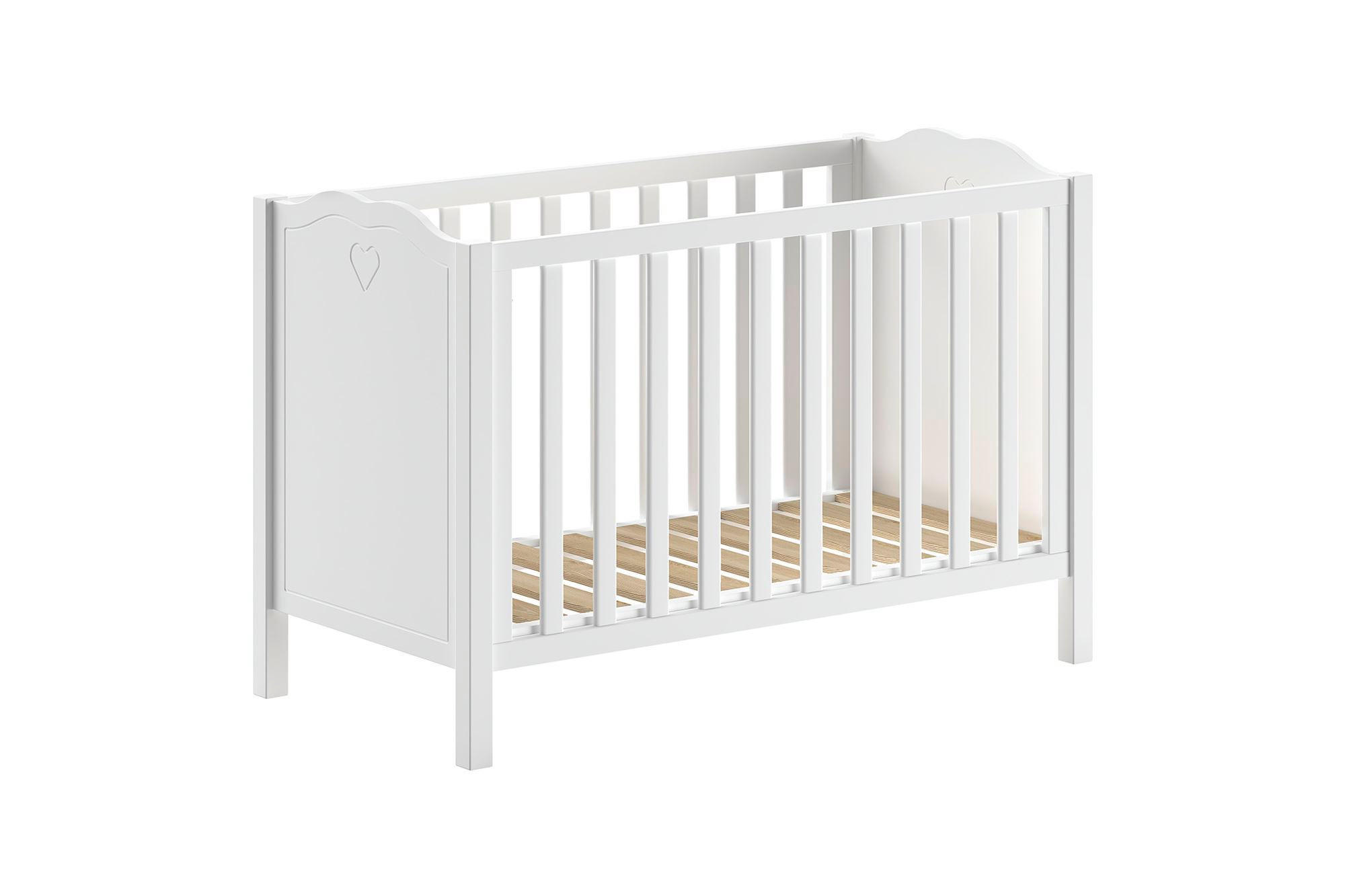 BABYBETT 60x120 Kamila Weiß Kiefer höhenverstellbar - Weiß, Holz (60/120cm) - 58aufmkessel