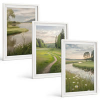 BILDER SET 3er Set - 40x60 cm Weißer Rahmen - Sommerliche Flusswiesen voller Blumen - Weiß, Kunststoff (40/60cm) - TULUP