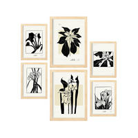 POSTER Set Mit 6 In Schwarzer Tinte Exotisch A3 & A4 Rahmen Aus Hellem Holz - Beige, Papier (29/3cm) - Nacnic