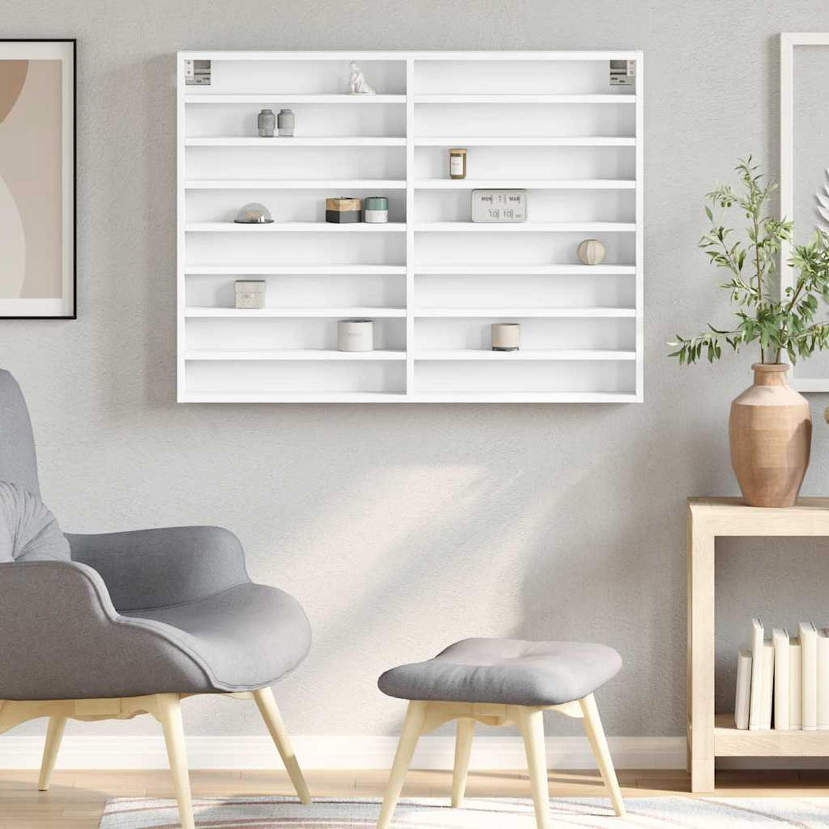 VITRINENSCHRANK Weiss 100/8,5/75 Cm Holzwerkstoff - Weiß, Holzwerkstoff (8.5/75/100cm) - vidaXL