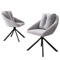 DREHSTUHL ergonomisch Samt Grau 2er-Set - Grau, Metall (54/79/65cm) - Meubliv