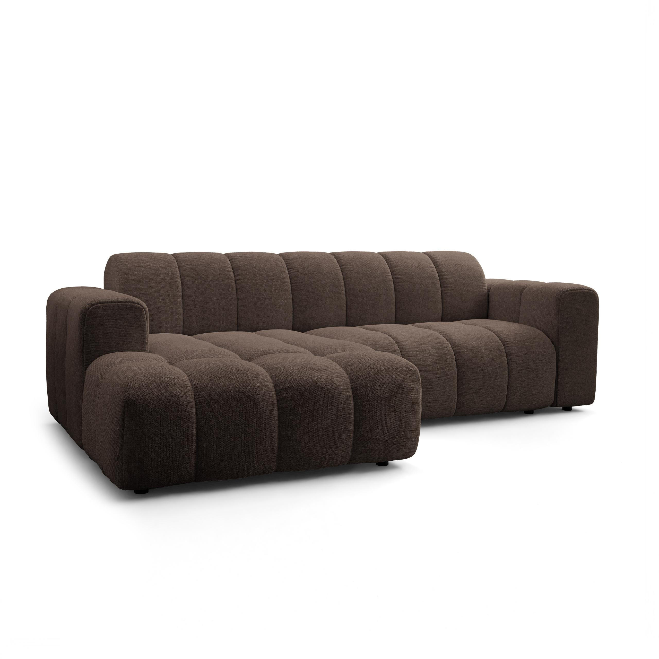 ECKSOFA TISI Braun Strukturstoff - Braun, Holz (274/165cm) - MASSENO