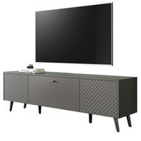 TV-LOWBOARD grau matt 185 cm, TV-Unterteil mit Struktur - Schwarz/Grau, Holzwerkstoff/Metall (185/55/40cm) - Inn.Furn