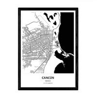 POSTER Karte Von Cancun - Mexiko A3 Rahmenlos - Klar, Papier (29.7/5/42cm) - Nacnic