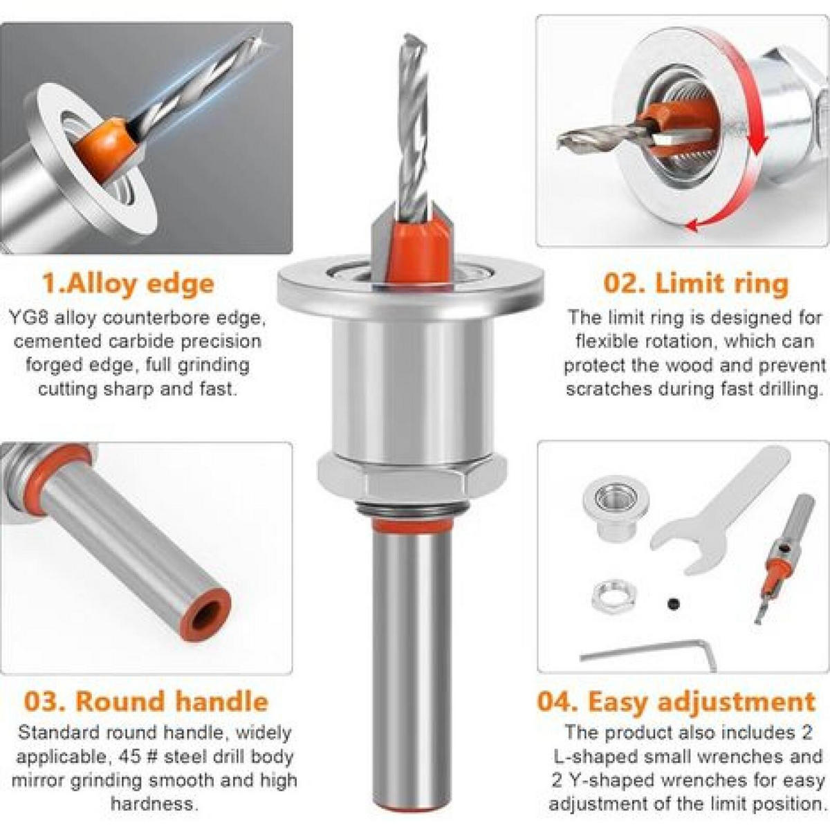 BOHRER – 28 mm – für Holzbearbeitung, mit konischen Löchern, HSS, 2-teiliges Set - Silberfarben, Metall (2.8/8/1cm) - DCA