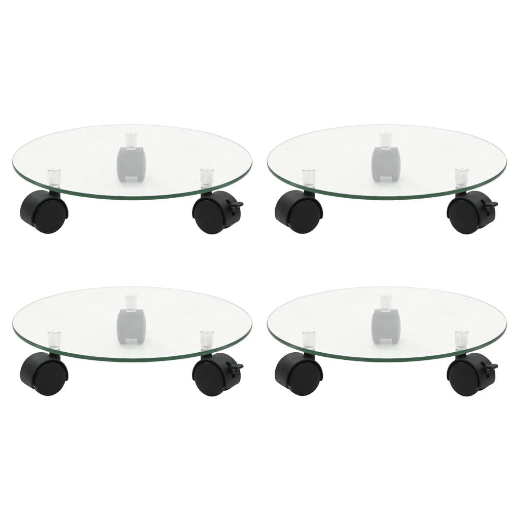 PFLANZENROLLER 4Er Set 28 Cm Hartglas Rund - Transparent, Glas (28/0.5/28cm) - vidaXL