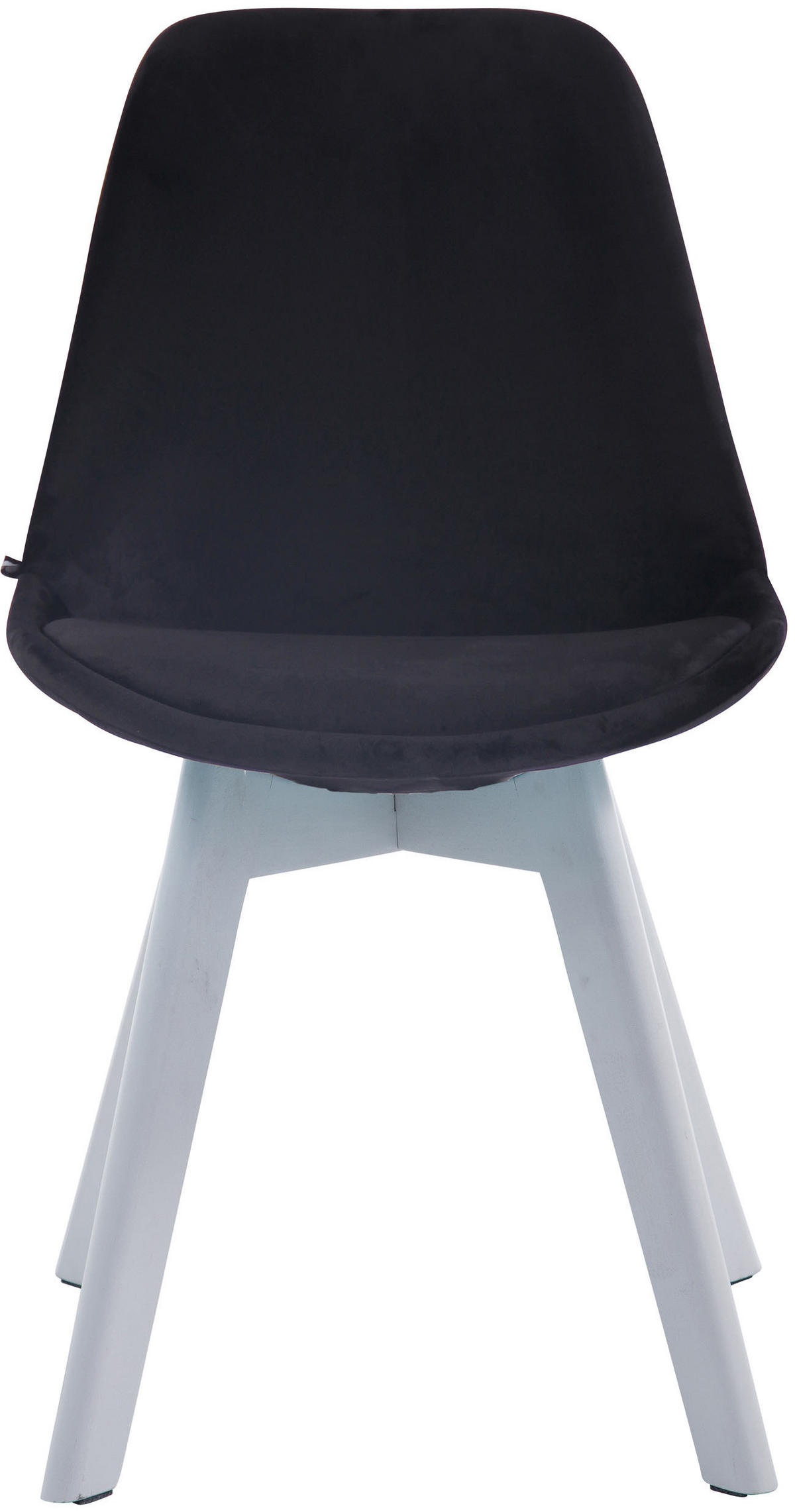 STUHL 4er Set Samt Schwarz - Schwarz/Weiß, Holz/Textil (48/84/55cm) - CLP