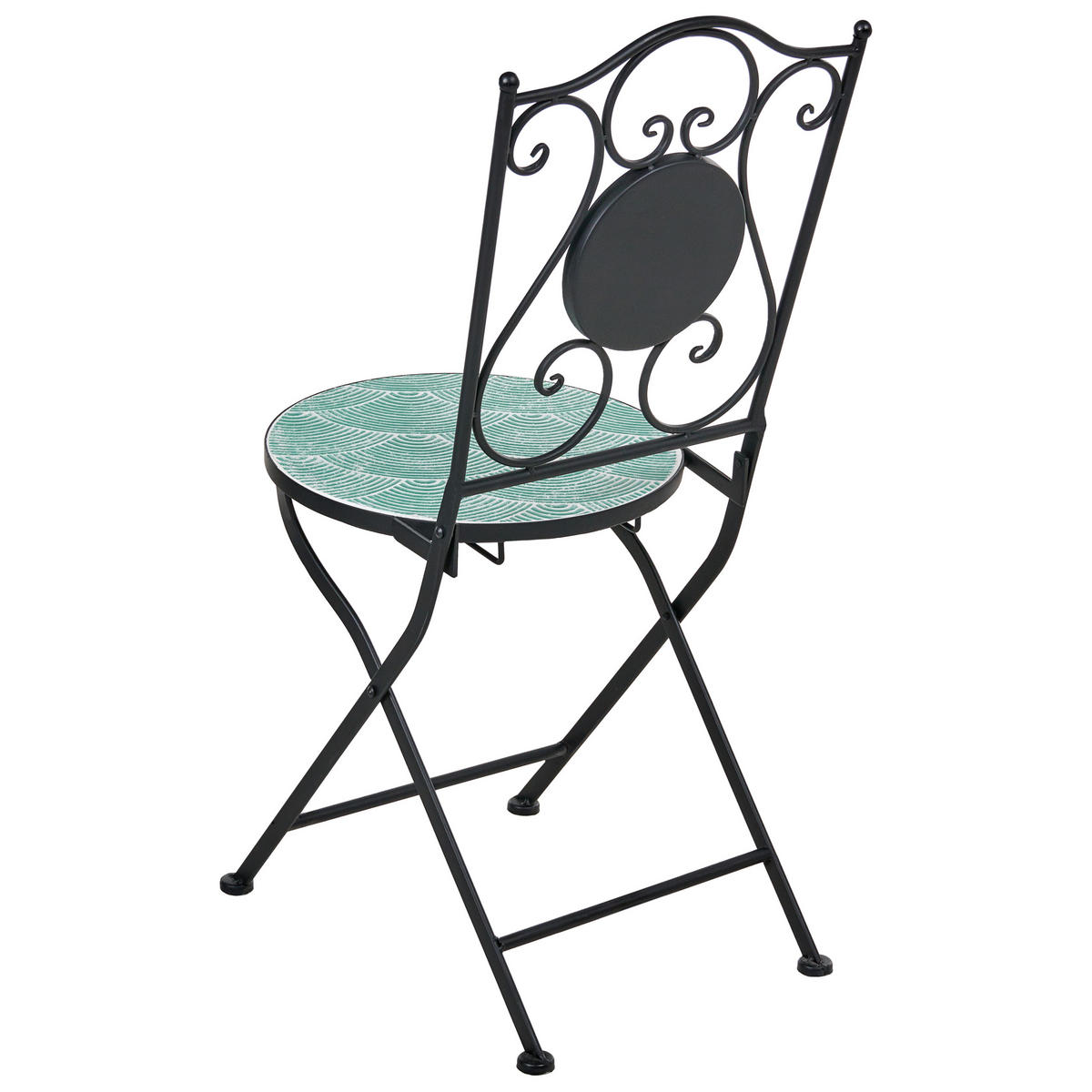 GARTENSTUHL 2er-Set Blaugrün Anapo - Schwarz/Grün, Metall (39/87/47cm) - Beliani