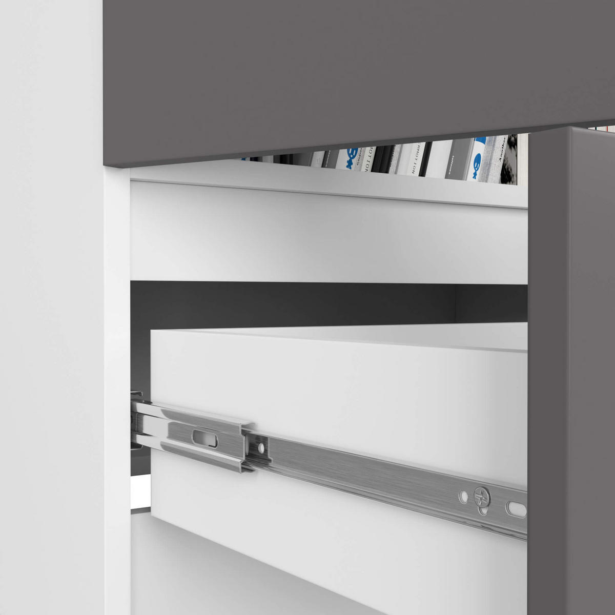 MEHRZWECKSCHRANK Weiß, Grau 60x180x35 cm - Graphitfarben/Weiß, Holzwerkstoff (60/180/35cm) - Akord