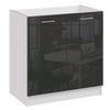 SPÜLENSCHRANK D80 ZL schwarz glanz - Schwarz Hochglanz, Holzwerkstoff (80/82/44cm) - roe furniture