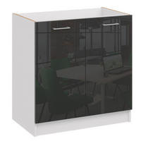 SPÜLENSCHRANK D80 ZL schwarz glanz - Schwarz Hochglanz, Holzwerkstoff (80/82/44cm) - roe furniture
