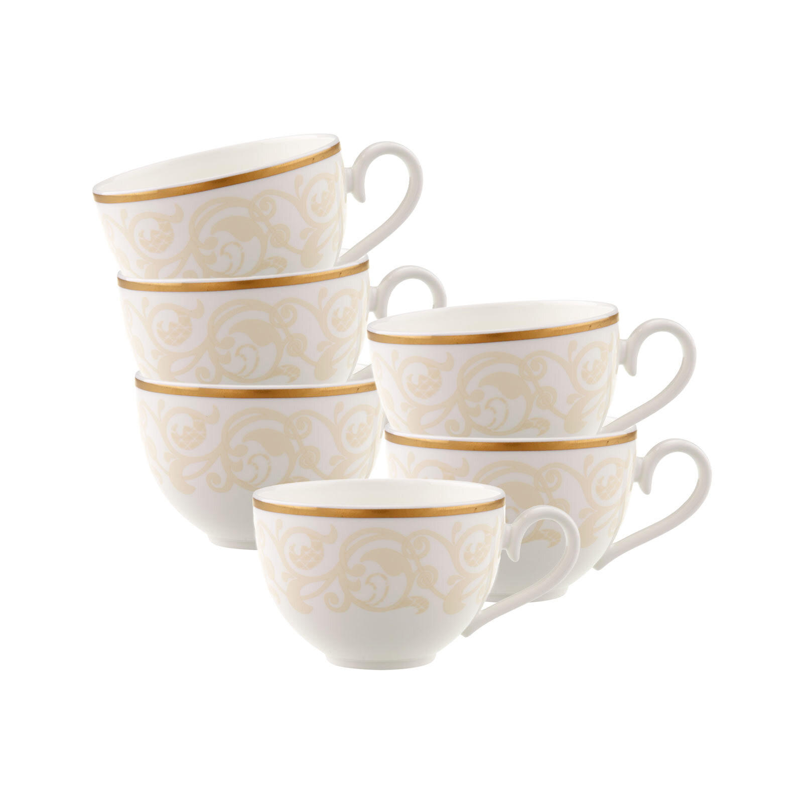 KAFFEE-/TEEOBERTASSEN Ivoire weiß-gold 120 ml 6er Set - Goldfarben/Weiß, Keramik (0.12L) - Villeroy & Boch