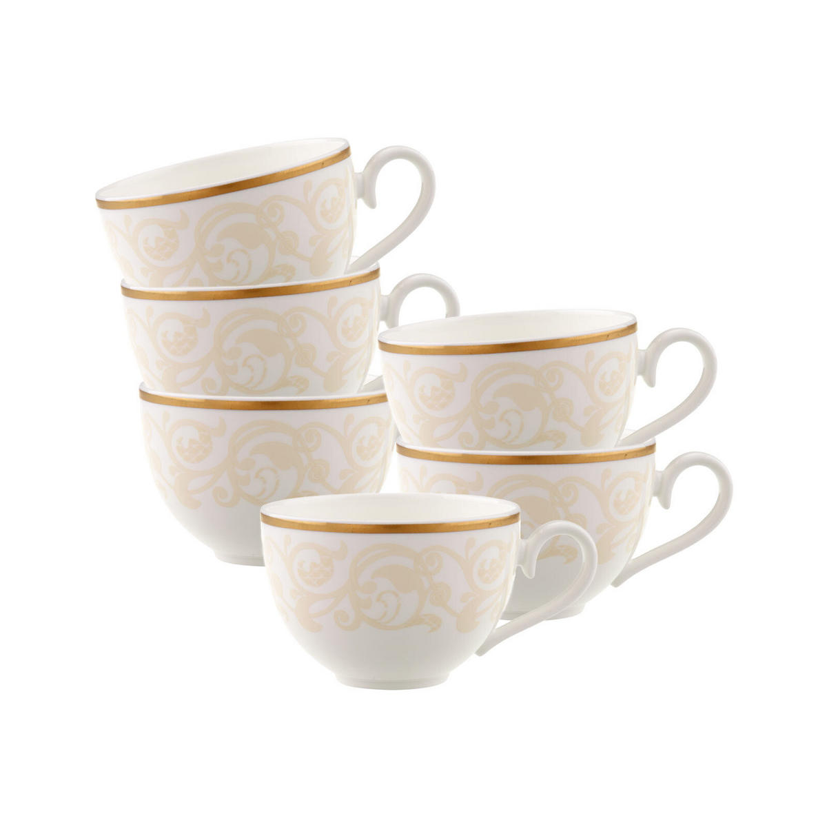 KAFFEE-/TEEOBERTASSEN Ivoire weiß-gold 120 ml 6er Set - Goldfarben/Weiß, Keramik (0.12L) - Villeroy & Boch