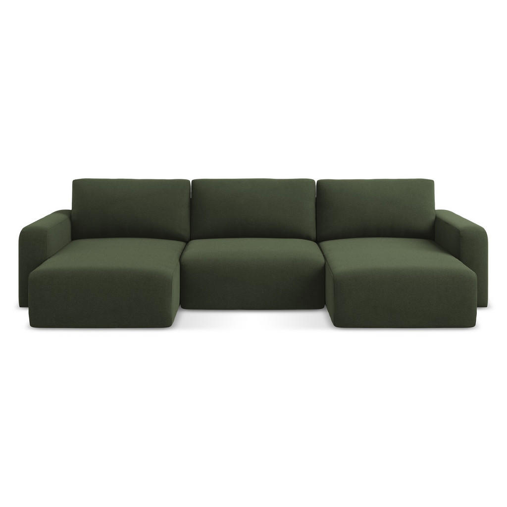 Thumbnail - Makamii Wohnlandschaft, Olivgrün, Textil, 4-Sitzer, Füllung: Schaumstoff, U-Form, 332x79x149 cm, Made in EU, Wohnzimmer,...