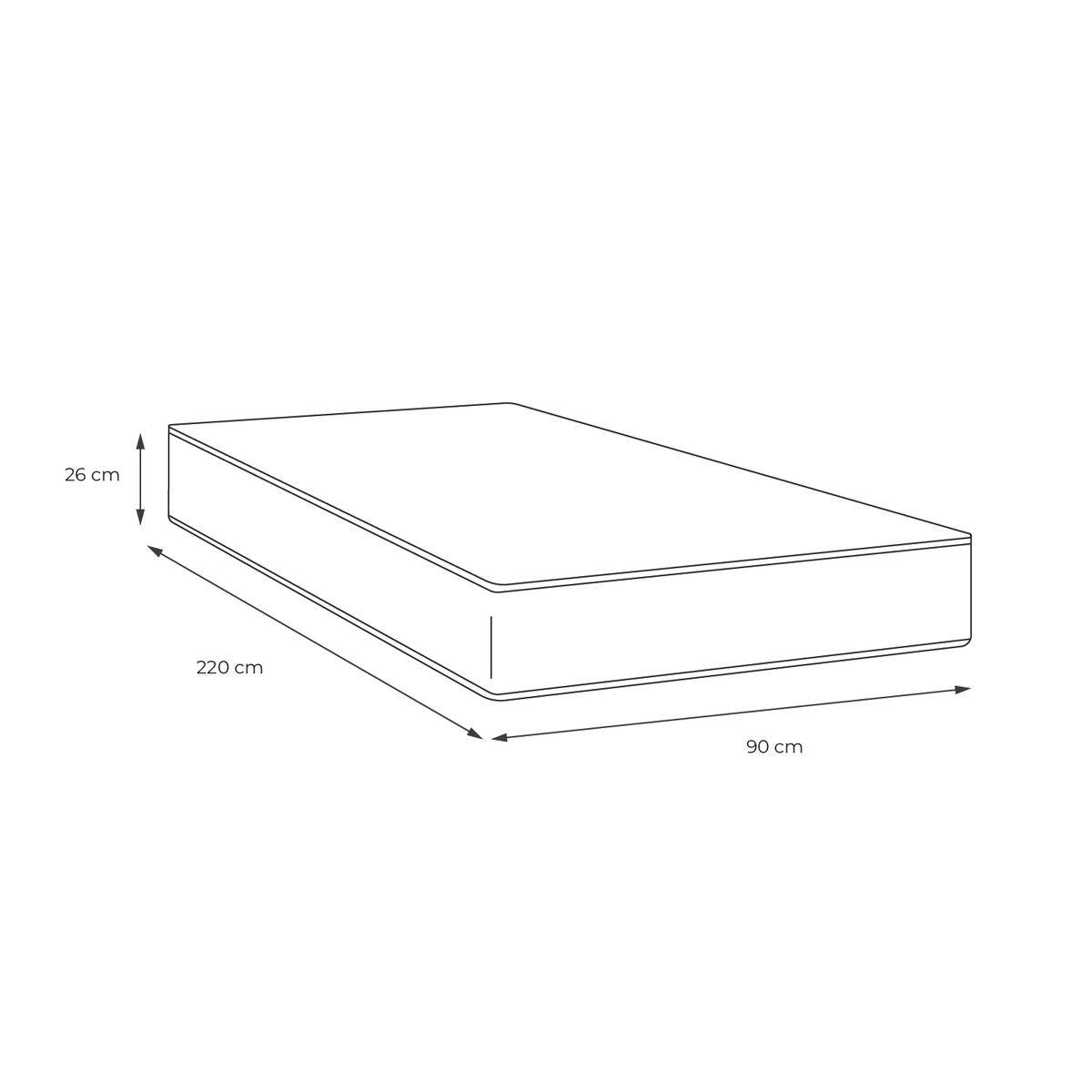 MATRATZE Actiflex zen Taschenfederkern und Memory-Schaum 90 x 220 cm h1 - Weiß, Textil (90/220cm) - ACTISOM