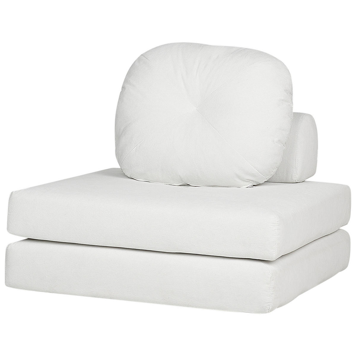 1-SITZER BODENSOFA Cord weiß mit Schlaffunktion Olden - Weiß, Textil (81/54/91cm) - Beliani