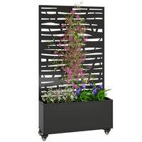 HOCHBEET DE-12280 auf Rollen mit Sichtschutz, 90/30/160 cm Schwarz - Schwarz, Metall (90/160/30cm) - ComfortXL