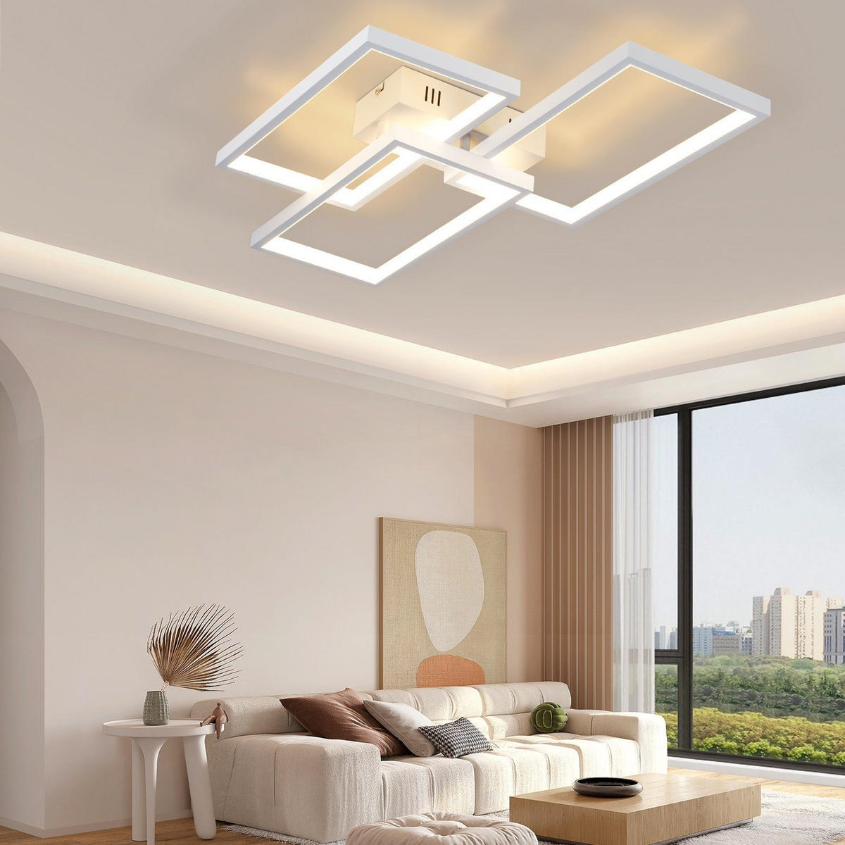 LED-DECKENLEUCHTE Lia 80/54/8 cm - Weiß, Metall (80/53.5/8cm) - ZMH