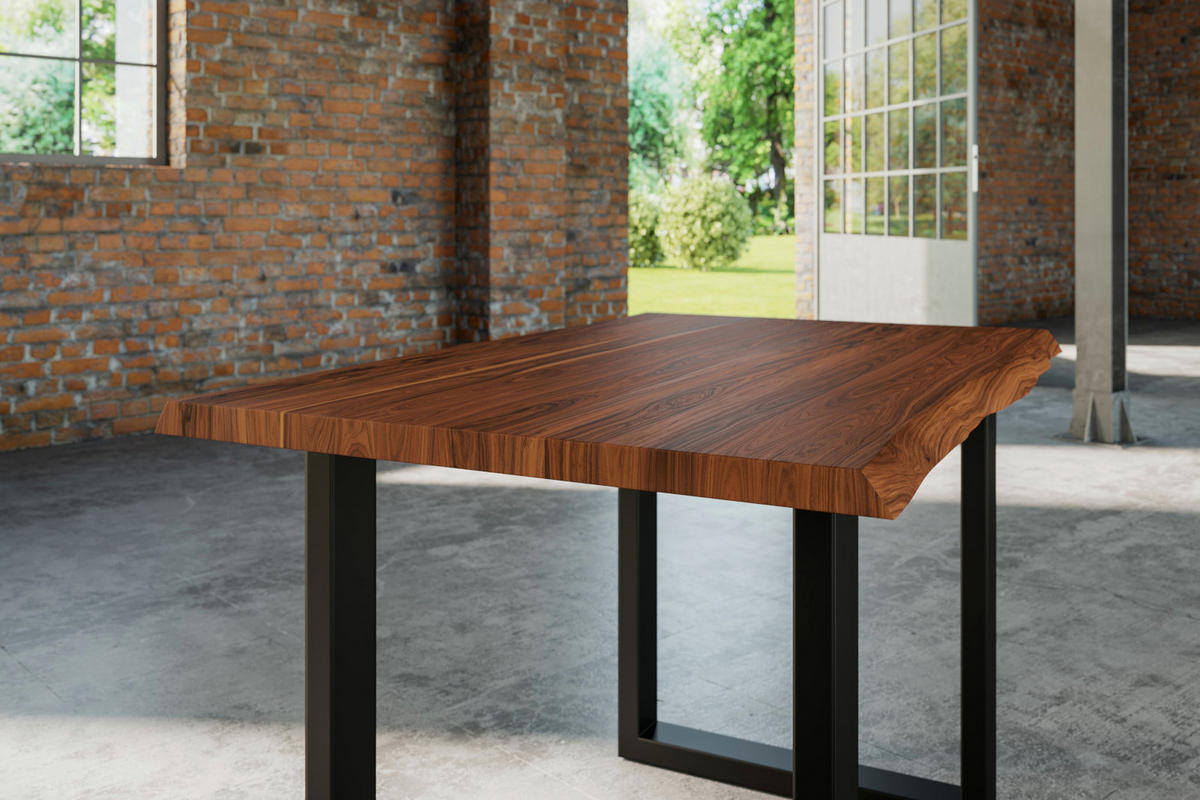 ESSTISCH LAUREN - Nussbaumfarben/Walnussfarben, Holz/Metall (80/140/77cm) - SAM