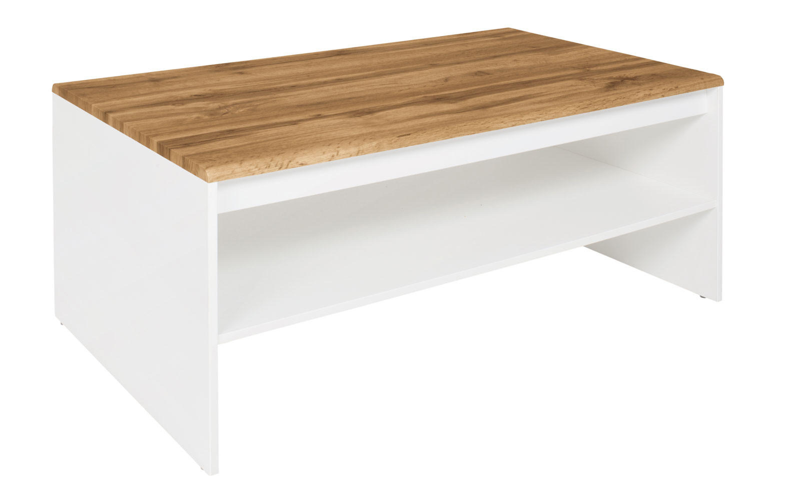 Feldmann-Wohnen Couchtisch Weiß, Eiche Wotan 110x46x65 cm