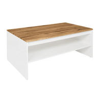 COUCHTISCH Holten weiß / Eiche Wotan 110 / 65 / 45,5cm - Eiche Wotan/Weiß, Holz/Holzwerkstoff (65/110/46cm) - Feldmann-Wohnen