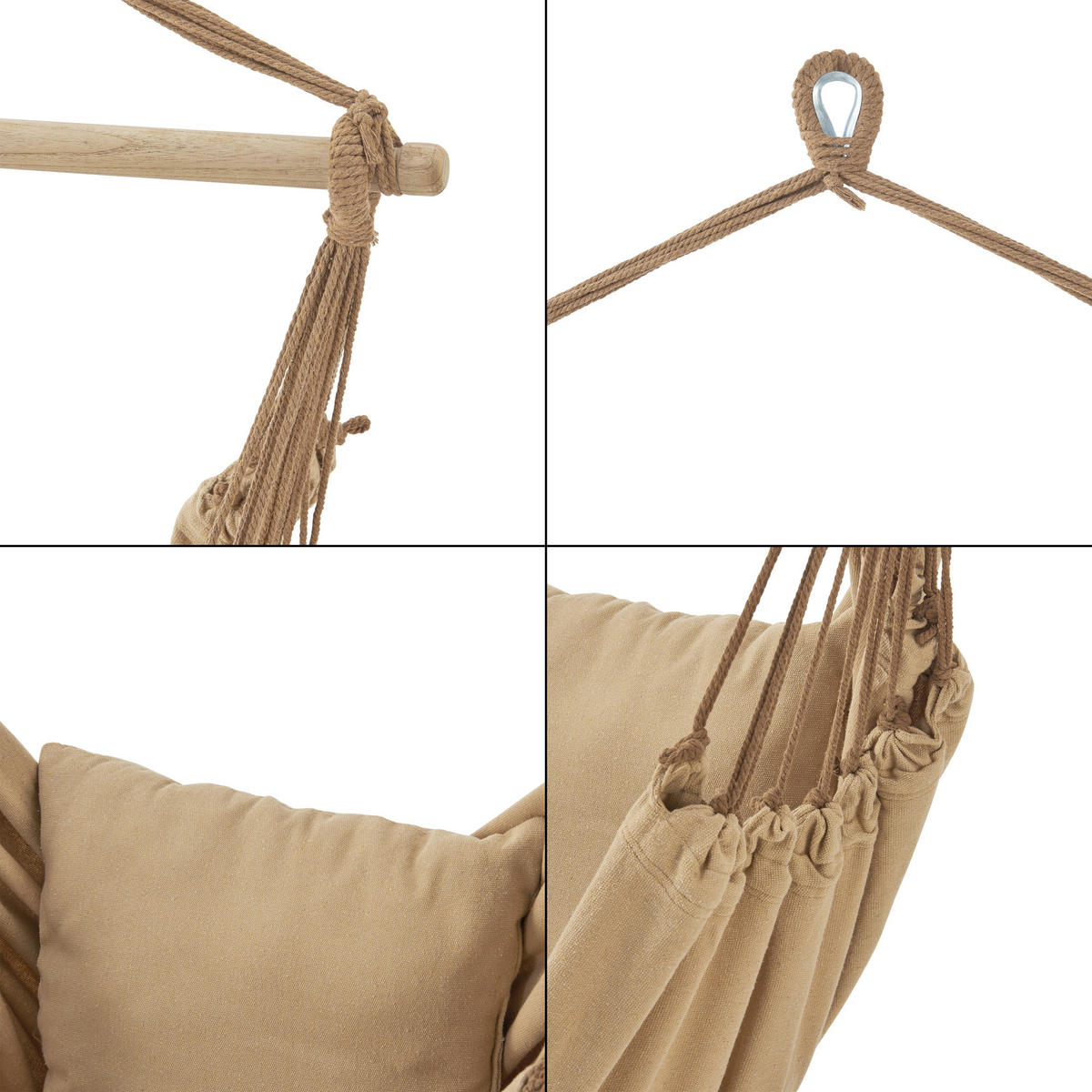HÄNGESESSEL Peralvillo - Beige, Textil (110/125/60cm) - [en.casa]