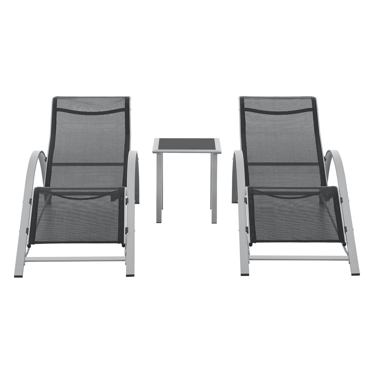 LOUNGE-SET 3 TLG. Binetto - Grau, Metall - [en.casa]