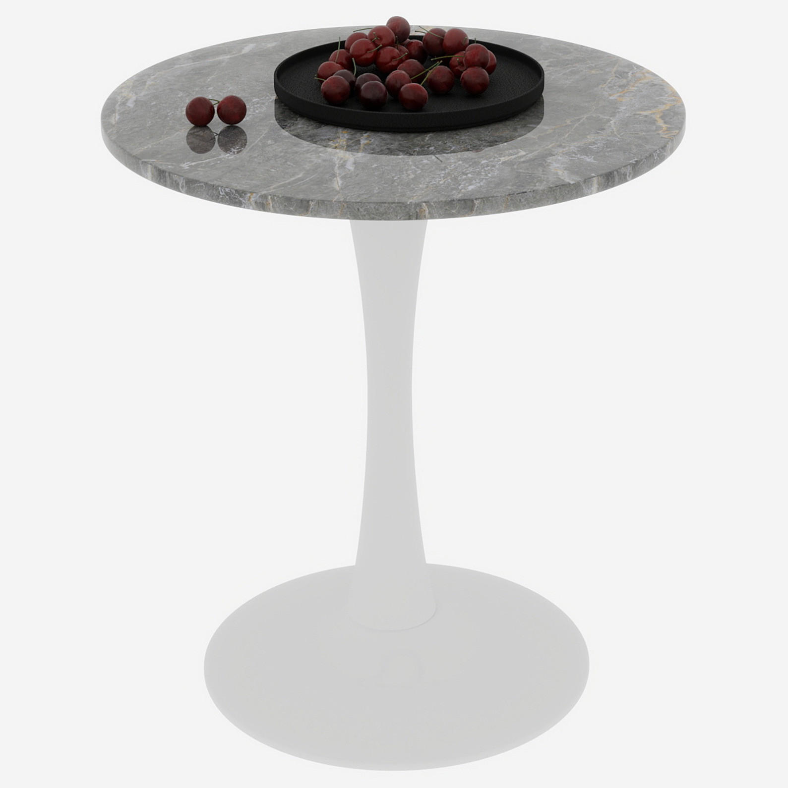 COUCHTISCH 70 cm in Antikweiß/Grau aus Kunstmarmor–rund und vielseitig - Weiß, Stein (70/70/72cm) - Flora Grace