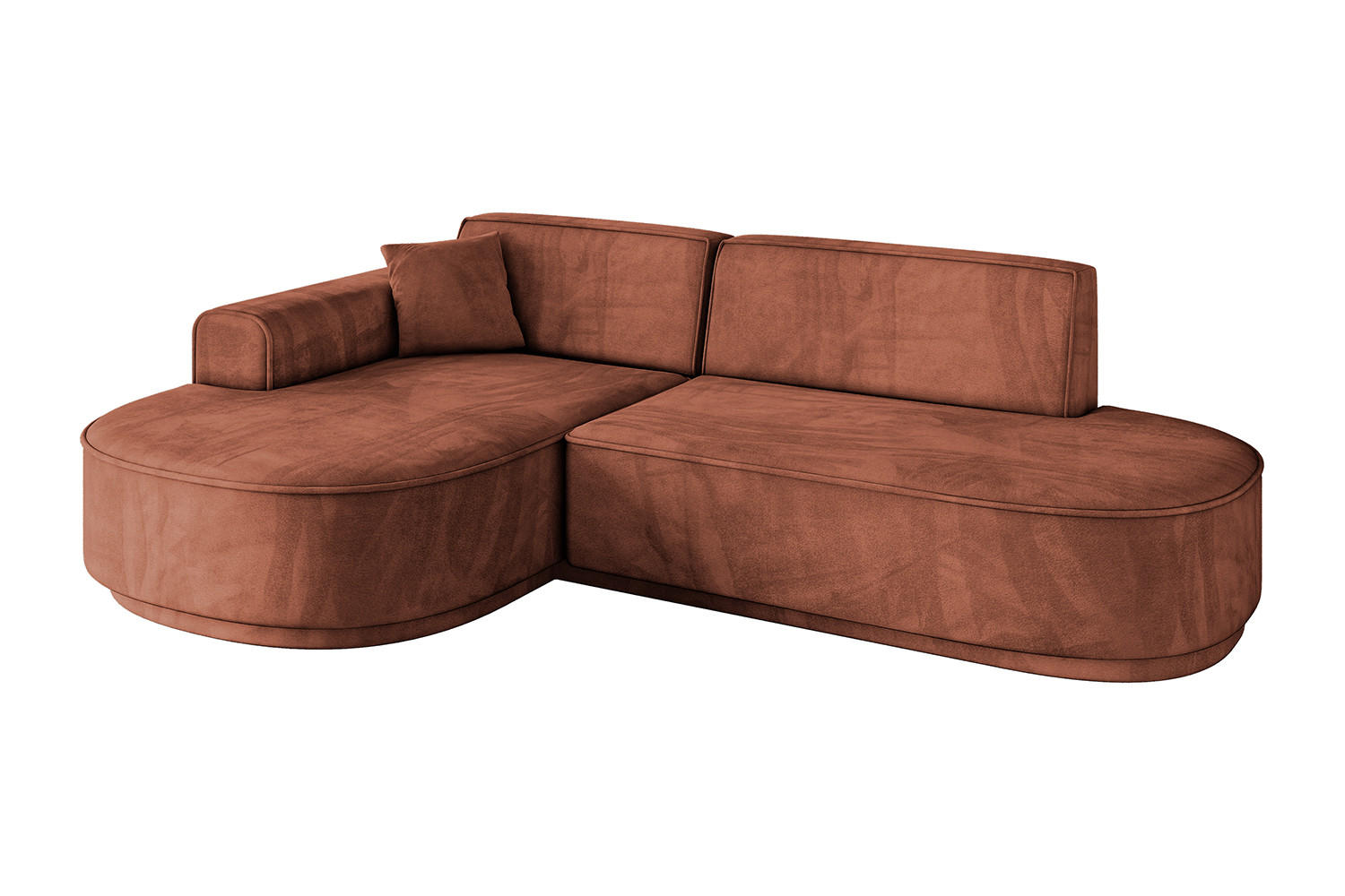 ECKSOFA Ottomane Links MARI-L1-v3 - 232x163x81 cm Koralle Velours - Koralle/Schwarz, Holzwerkstoff/Kunststoff (232/163cm) - ALTDECOR