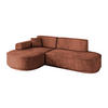 ECKSOFA Ottomane Links MARI-L1-v3 - 232x163x81 cm Koralle Velours - Koralle/Schwarz, Holzwerkstoff/Kunststoff (232/163cm) - ALTDECOR