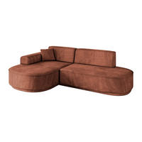 ECKSOFA Ottomane Links MARI-L1-v3 - 232x163x81 cm Koralle Velours - Koralle/Schwarz, Holzwerkstoff/Kunststoff (232/163cm) - ALTDECOR