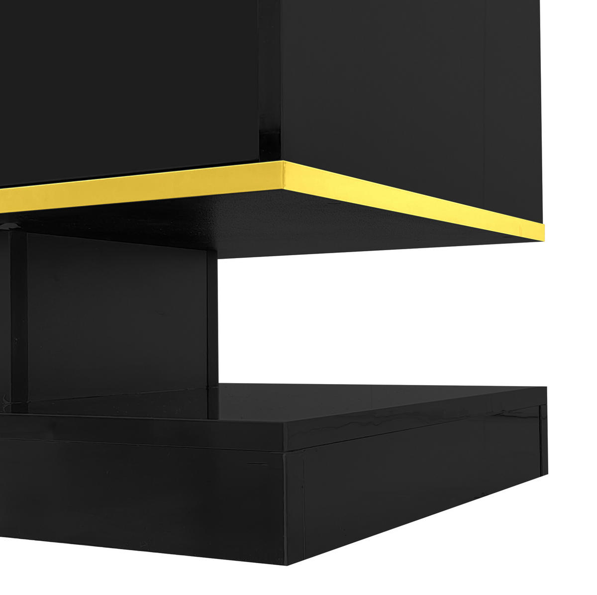 LOWBOARD 180/38/45 cm aus Holzwerkstoff mit LED-Beleuchtung Schwarz/Gold - Schwarz, Holzwerkstoff (180/45/38cm) - Modenvie