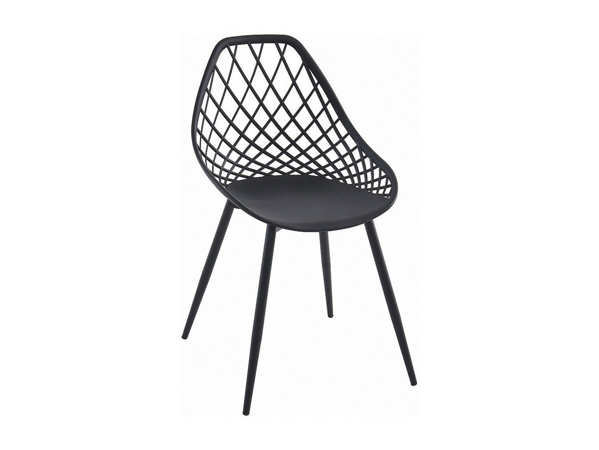 GARTENSTUHL - 54.5cm x 49cm - Polypropylen - schwarz - MALAGA - Schwarz, Metall (54.5/84/49cm) - Vente-Unique