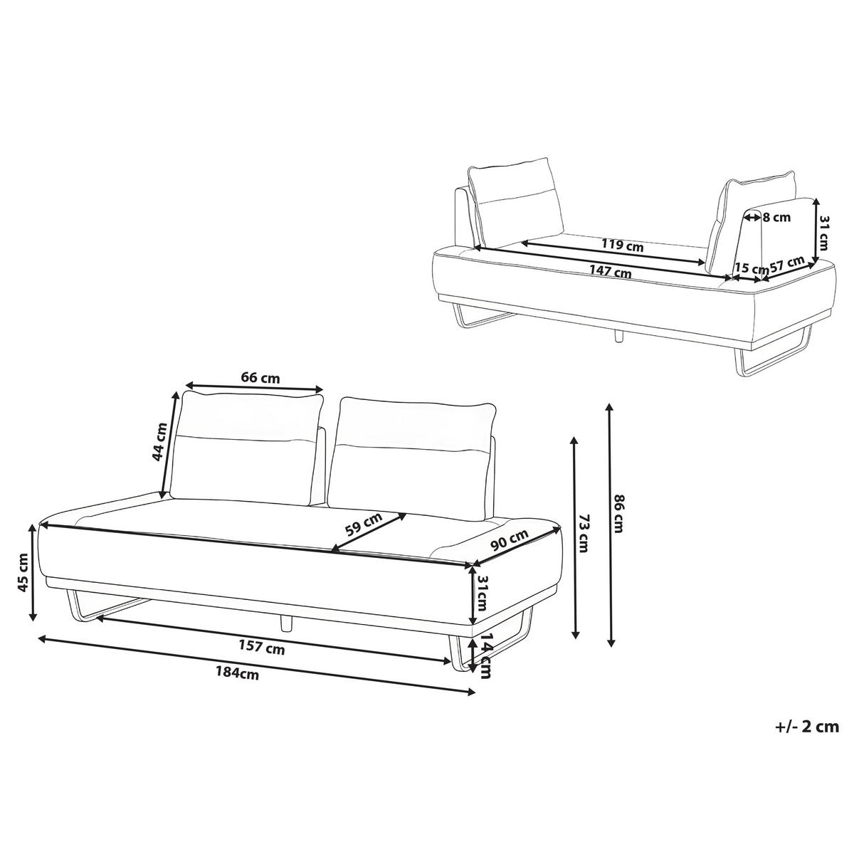 3-SITZER-SOFA Stoff Weiß Faxen - Weiß, Textil (184/86/90cm) - Beliani