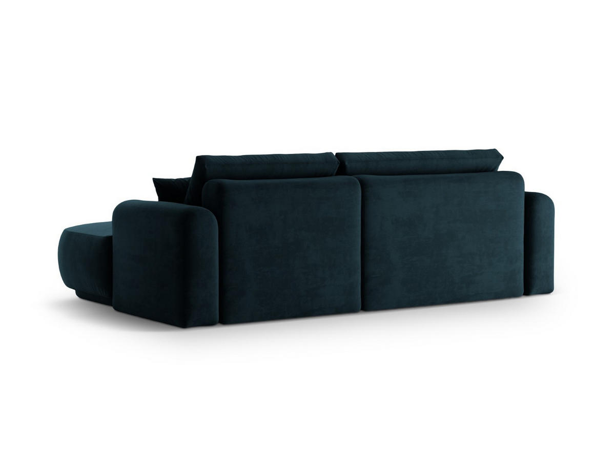 SCHLAFSOFA modular mit Bettkasten rechts Ella aus Samt petrol 5 Sitzplätze - Petrol, Textil (174/271cm) - Micadoni