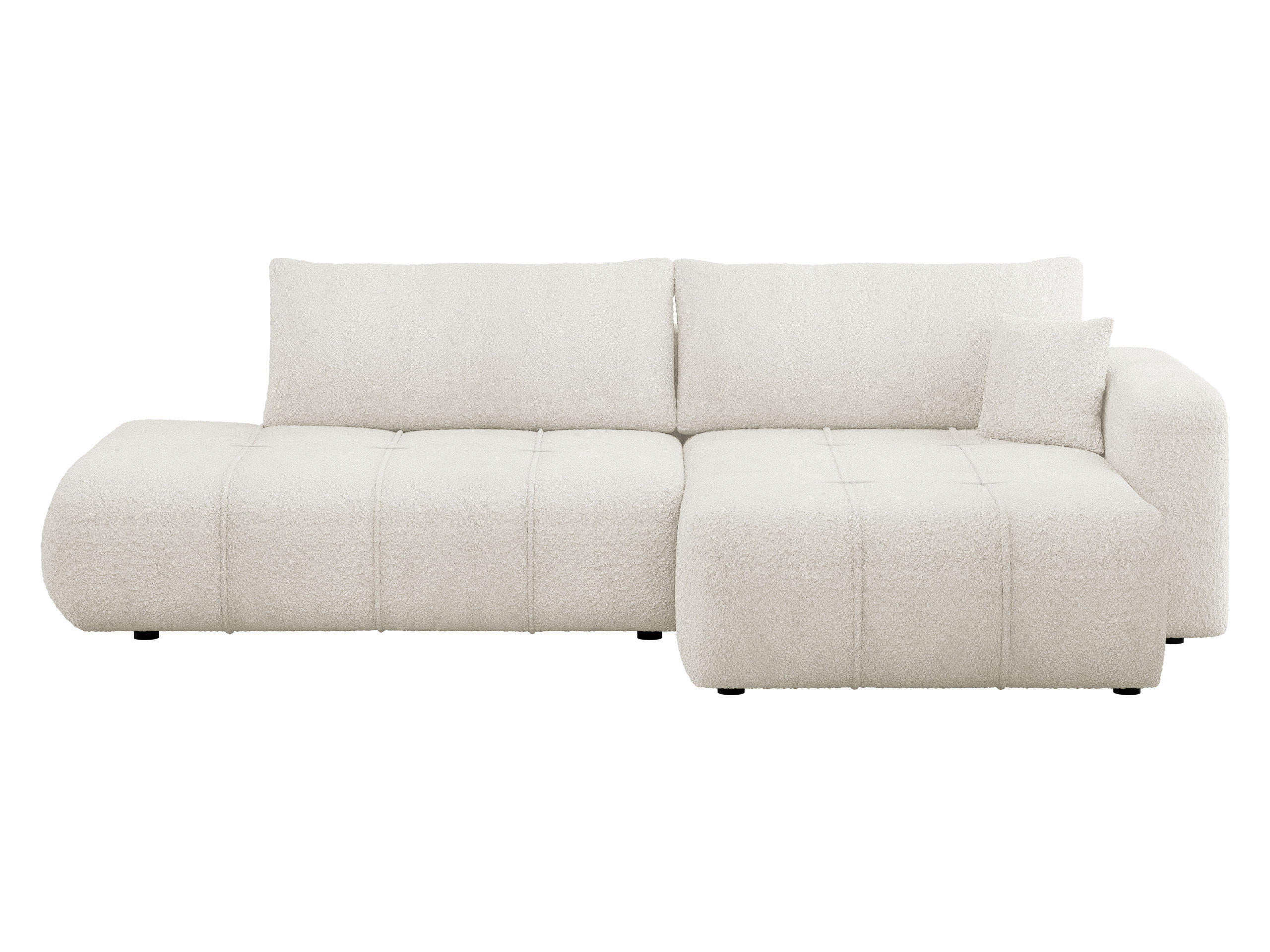 ECKSOFA Furyn O Boucle, Seite: Rechts - Creme/Schwarz, Holzwerkstoff/Kunststoff (262/145cm) - MIRJAN24