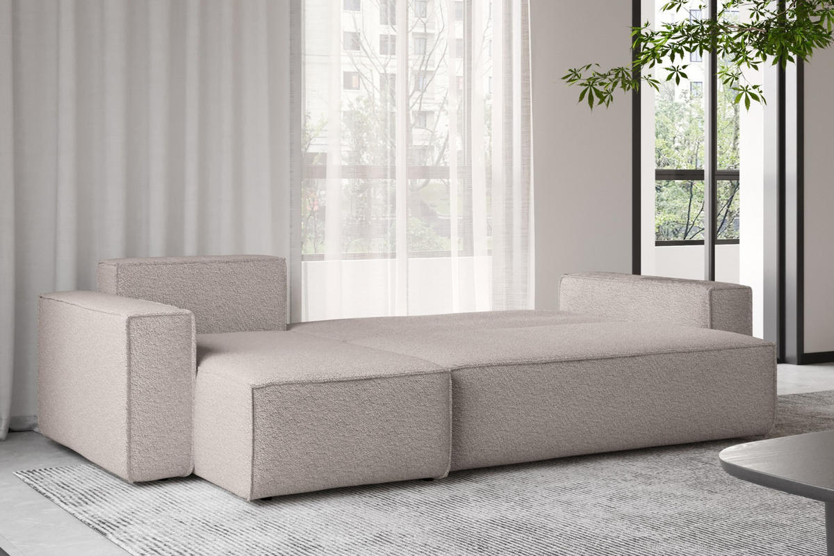 ECKSOFA Mit Schlaffunktion Und Bettkasten L-Form BEST Stoff Abriamo Dunkelbeige Links - Cappuccino, Holz/Textil (142/244cm) - Kaiser Möbel
