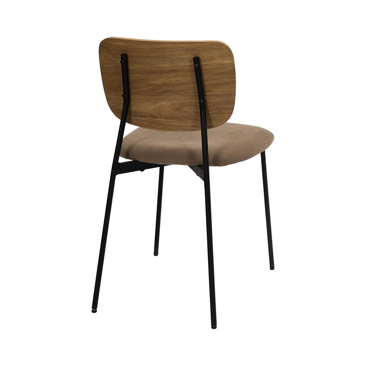 SADA 4 židlí z manšestrové látky v barvě taupe, šířka 44 cm - NOAN - hnědá, kov (50/77.5/44cm) - Calicosy