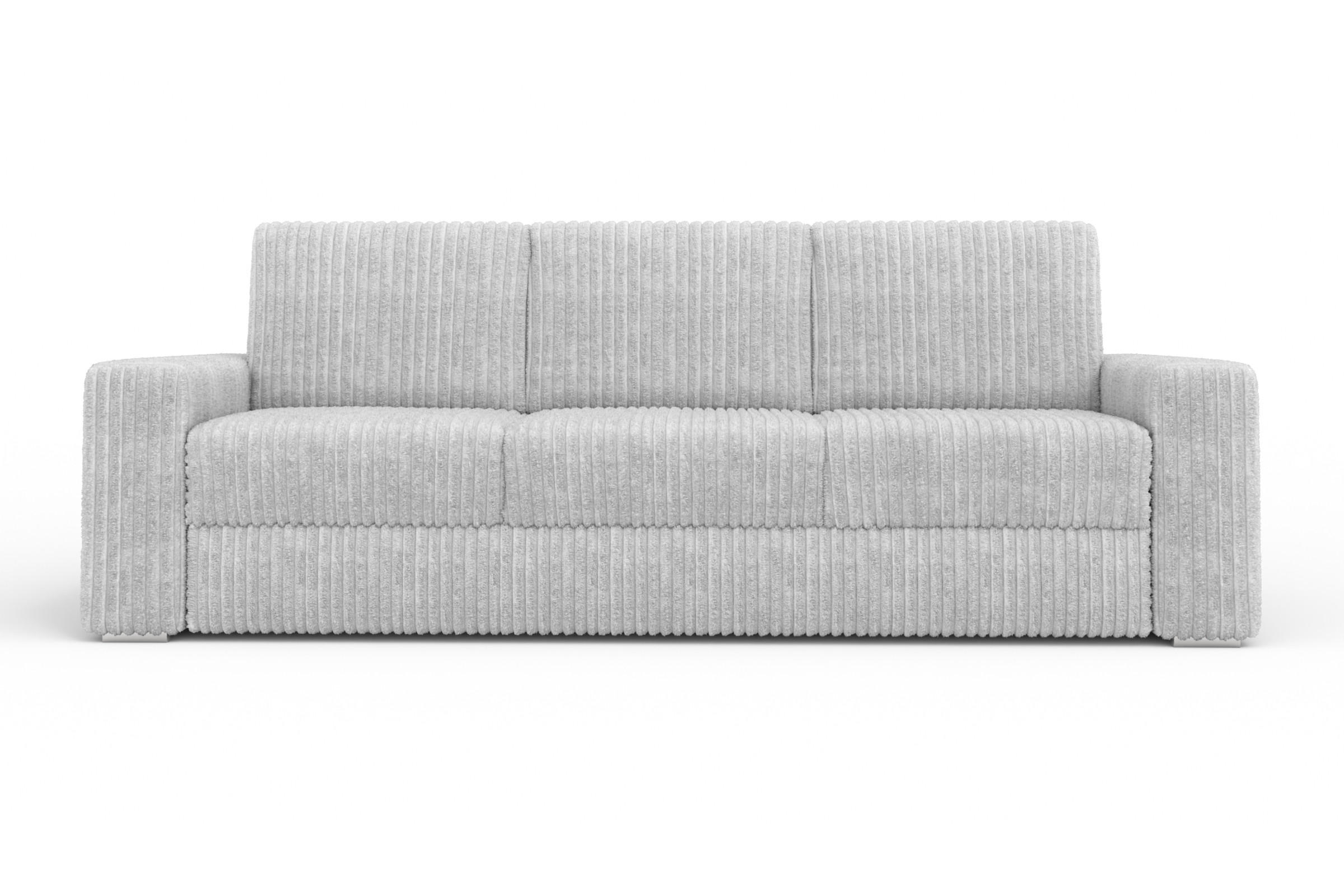 SOFA TIMON 245cm breit in Cord Hellgrau - Hellgrau, Holz/Holzwerkstoff (245/90/92cm) - Deine Möbel 24