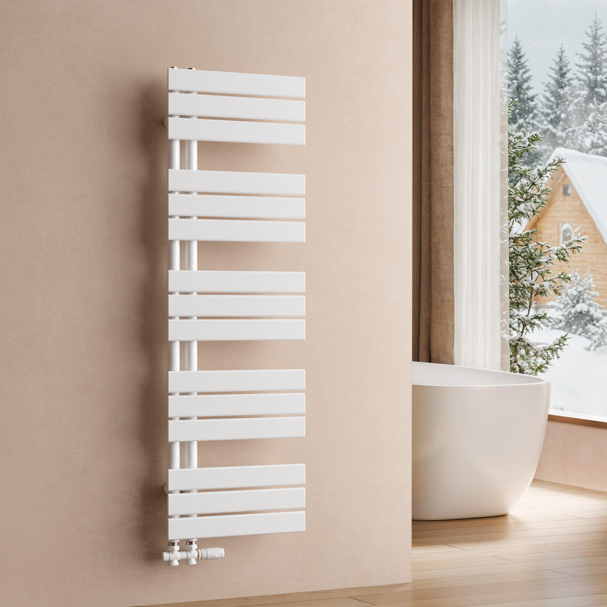 HEIZKÖRPER 132/40 cm Weiß aus Stahl 570 W Warmwasser mit Mittelanschluss G1/2" - Weiß, Metall (40/132/5.9cm) - S'AFIELINA