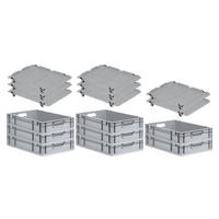 EUROBOX 8x Nextgen Economy Mit Auflagedeckel Grau/Schwarz Griffe Offen 23 Liter - Schwarz, Kunststoff (40/12/60cm) - PROREGAL